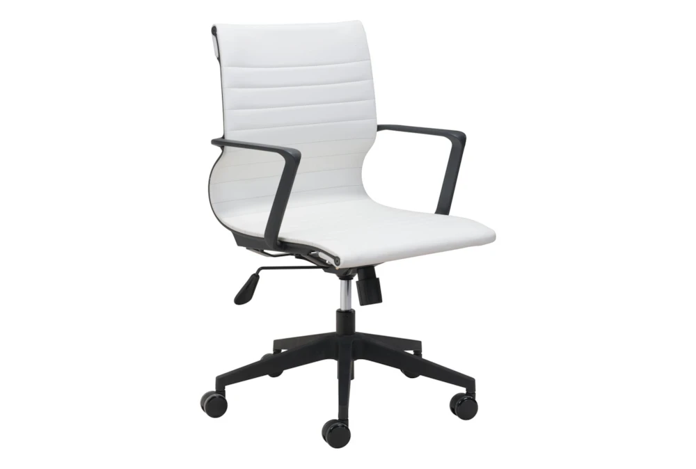 Sandi White Faux Leather Rolling Office Desk Chair