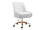 Mckenna White Faux Leather & Gold Base Rolling Office Desk Chair - Signature