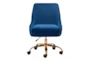 Mckenna Navy Blue Velvet & Gold Base Rolling Office Desk Chair - Front