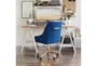 Mckenna Navy Blue Velvet & Gold Base Rolling Office Desk Chair - Room