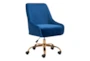 Mckenna Navy Blue Velvet & Gold Base Rolling Office Desk Chair - Signature