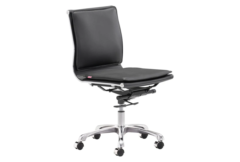 Lido Black Faux Leather Armless Rolling Office Desk Chair