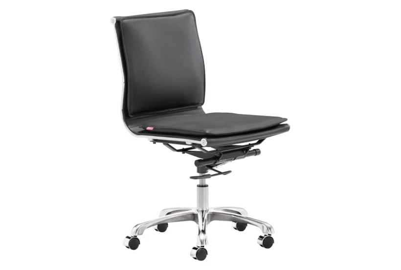 Lido Black Faux Leather Armless Rolling Office Desk Chair - 360