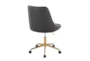 Mari Black Faux Leather Rolling Office Desk Chair With Gold Metal Base - Back