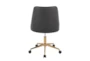 Mari Black Faux Leather Rolling Office Desk Chair With Gold Metal Base - Back