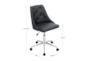 Mari Black Faux Leather Rolling Office Desk Chair With Gold Metal Base - Detail