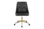 Mari Black Faux Leather Rolling Office Desk Chair With Gold Metal Base - Front