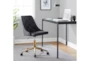 Mari Black Faux Leather Rolling Office Desk Chair With Gold Metal Base - Room