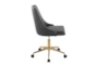 Mari Black Faux Leather Rolling Office Desk Chair With Gold Metal Base - Side