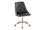 Mari Black Faux Leather Rolling Office Desk Chair With Gold Metal Base - Signature