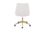 Mari White Faux Leather Rolling Office Desk Chair With Gold Metal Base - Back