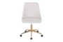 Mari White Faux Leather Rolling Office Desk Chair With Gold Metal Base - Front