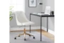 Mari White Faux Leather Rolling Office Desk Chair With Gold Metal Base - Room