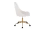 Mari White Faux Leather Rolling Office Desk Chair With Gold Metal Base - Side