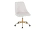 Mari White Faux Leather Rolling Office Desk Chair With Gold Metal Base - Signature