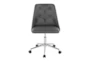 Mari Grey Faux Leather Rolling Office Desk Chair With Chrome Metal Base - Front