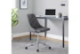 Mari Grey Faux Leather Rolling Office Desk Chair With Chrome Metal Base - Room