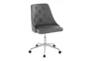 Mari Grey Faux Leather Rolling Office Desk Chair With Chrome Metal Base - Signature