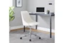 Mari White Faux Leather Rolling Office Desk Chair With Chrome Metal Base - Room