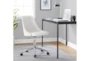 Mari White Faux Leather Rolling Office Desk Chair With Chrome Metal Base - Room
