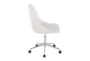 Mari White Faux Leather Rolling Office Desk Chair With Chrome Metal Base - Side