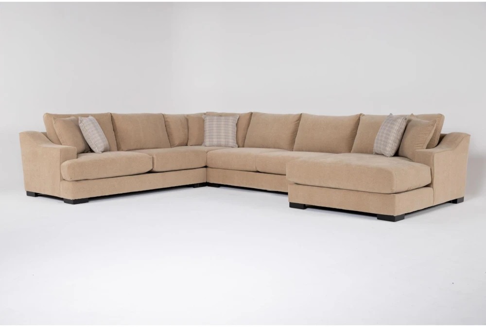 Lodge Camel 4 Piece Sectional With Right Arm Facing Oversized Chaise