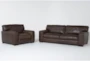 Benjamin 100% Top Grain Italian Leather 2 Piece Sofa & Chair Set - Signature