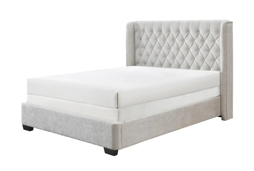 Delly White King Tufted Upholstered Shelter Bed - 360