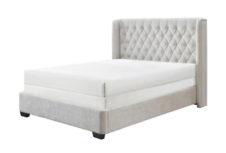 Delly White Queen Tufted Upholstered Shelter Bed - Main
