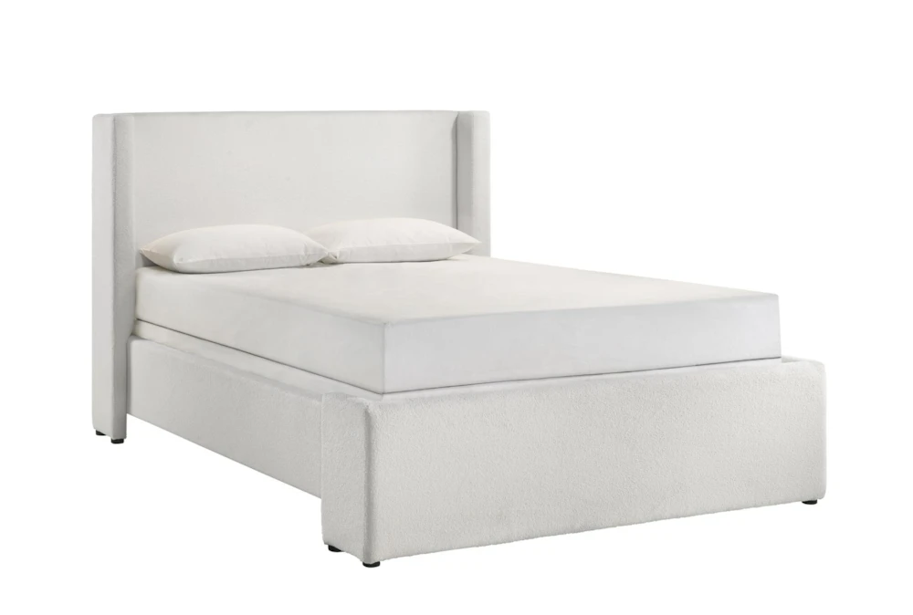 Paisley White Queen Upholstered Shelter Bed