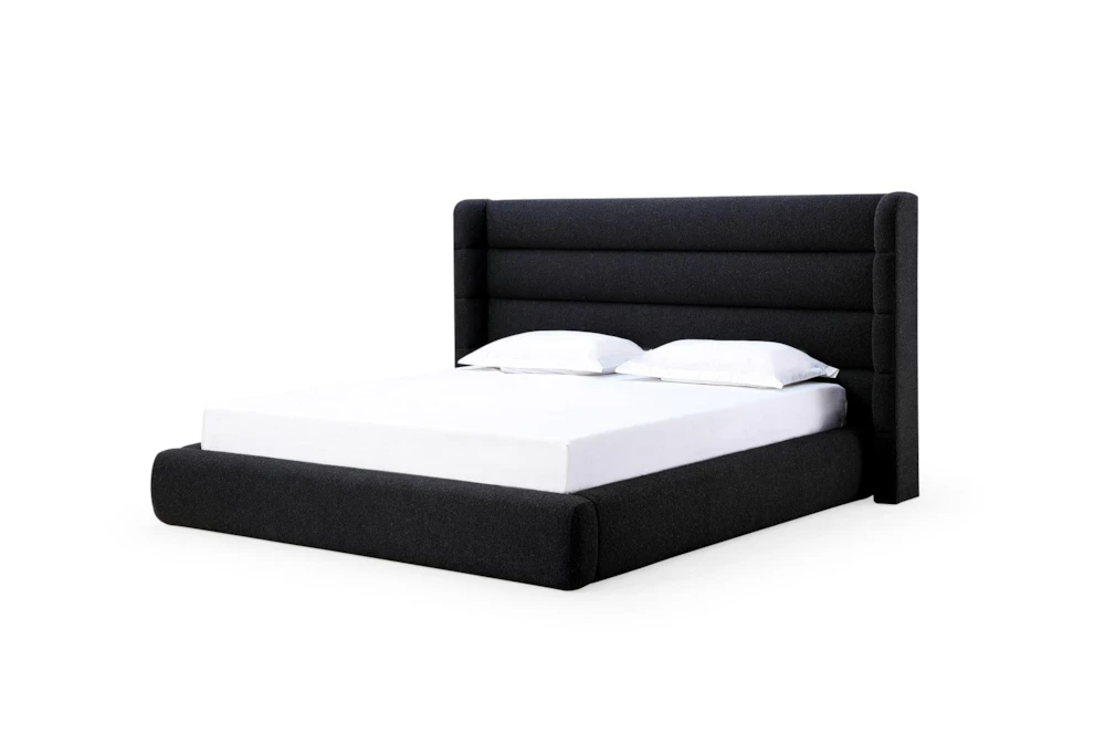 Franklin Black Queen Upholstered Shelter Bed
