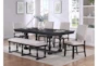 Regent 86" Charcoal Black Dining With Bench Set For 6 - Signature