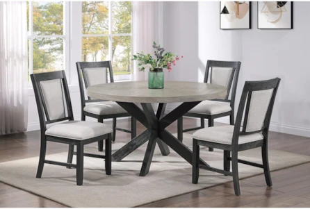 Stephen Two Tone Round Dining With  Chair Set For 4 - Main