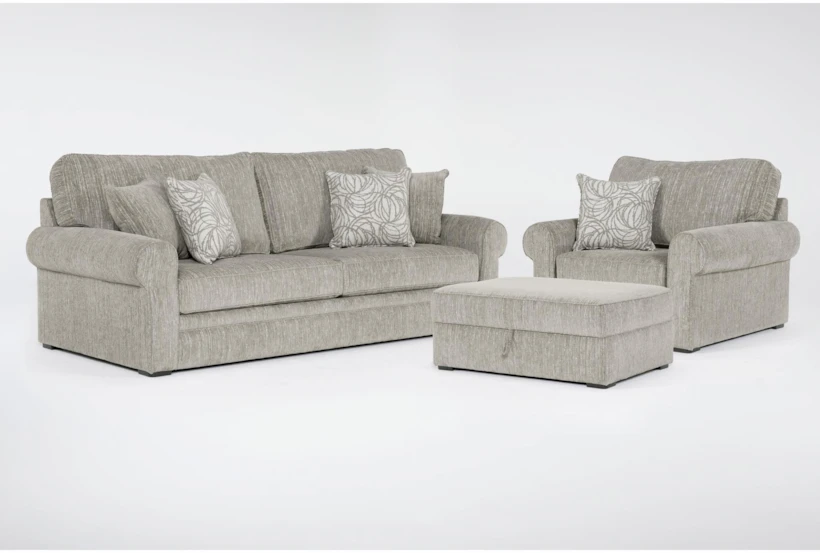 Carina Sage 3 Piece Queen Sleeper Sofa, Chair & Ottoman Set - 360