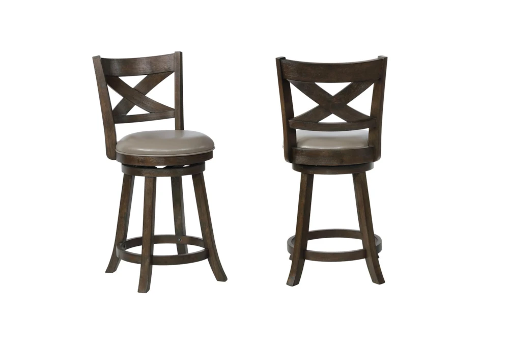 Vincente Grey Swivel Counter Stool With Back Set Of 2