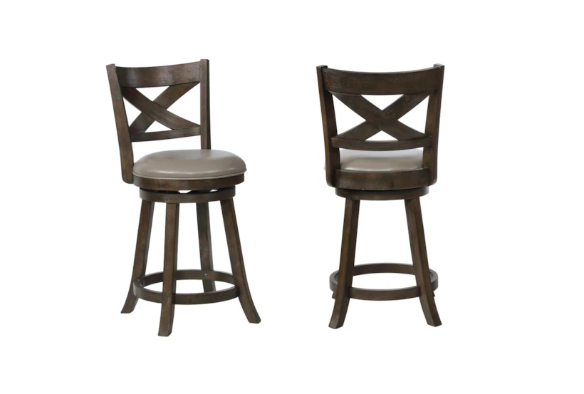 Vincente Grey Swivel Counter Stool With Back Set Of 2 - 360