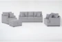 O'Donis Grey Sofa, Loveseat, Chair & Storage Ottoman Set - Signature