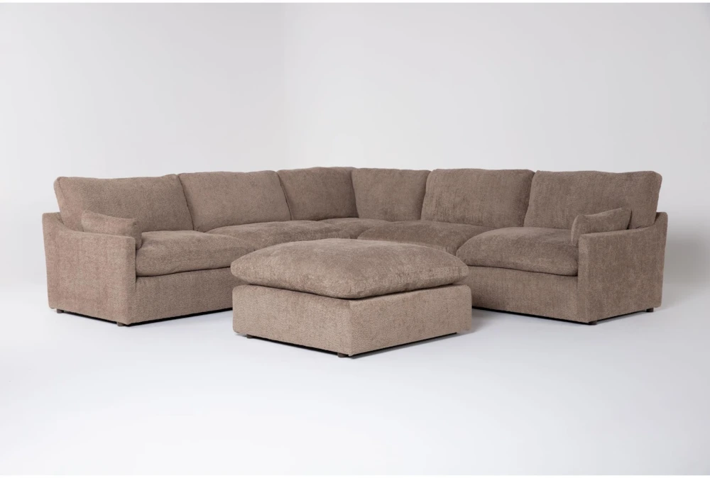 Aaliyah Mink Boucle 5 Piece Modular Sectional With Ottoman