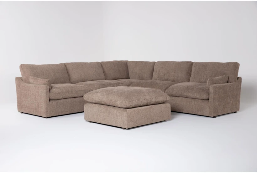 Aaliyah Mink Boucle 5 Piece Modular Sectional With Ottoman - 360