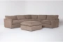 Aaliyah Mink Boucle 5 Piece Modular Sectional With Ottoman - Signature