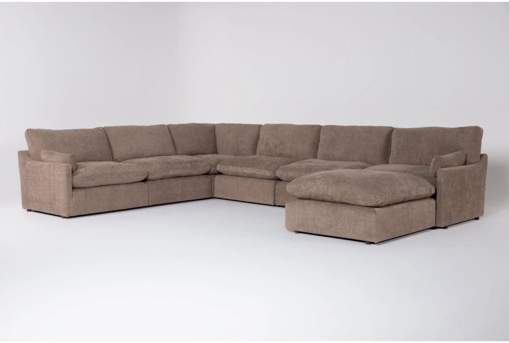 Aaliyah Mink Boucle 6 Piece Oversized Modular Sectional With Ottoman