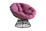 Soleil Purple Swivel Papasan Chair With Dark Grey Wicker Frame - Signature
