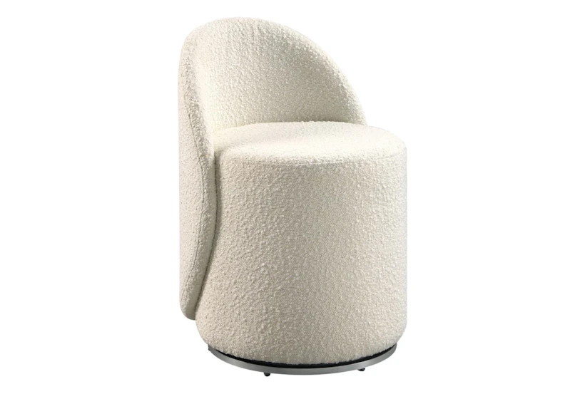 Lystra Swivel Vanity Chair In Textured Cream Fabric - 360