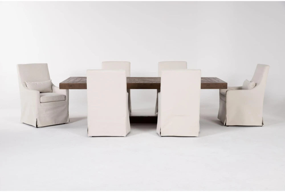 Palazzo 7 Piece Dining Set With Broadway Beige Arm Chairs