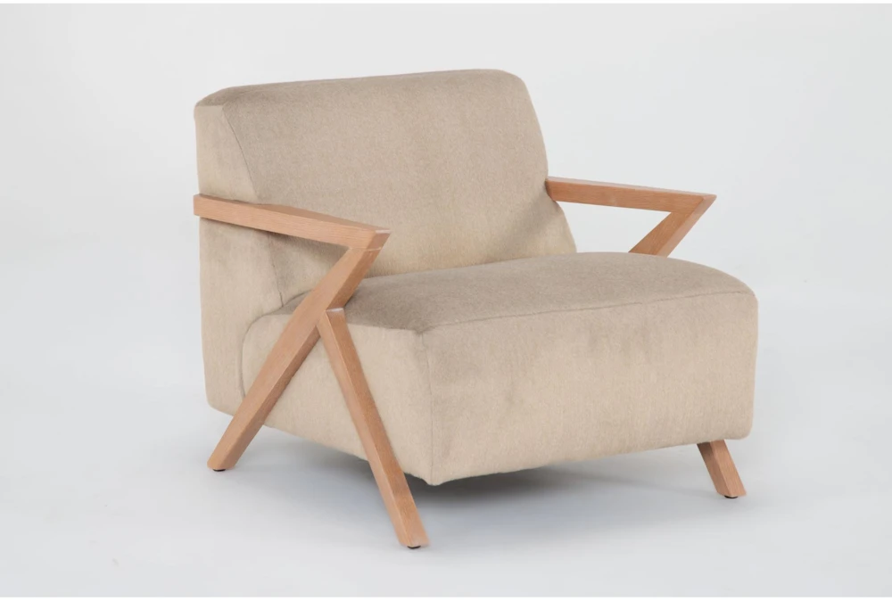 Halsey Oak 30" Tan Velvet Accent Chair