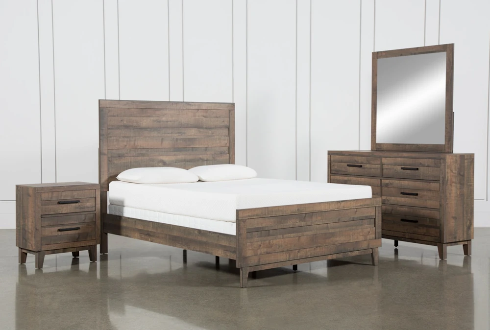 Ranier California King Wood 4 Piece Bedroom Set With Dresser, Mirror & Nightstand