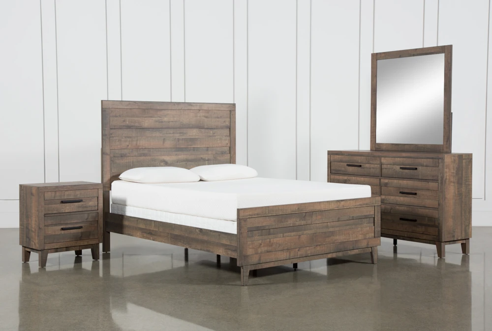 Ranier King Wood 4 Piece Bedroom Set With Dresser, Mirror & Nightstand