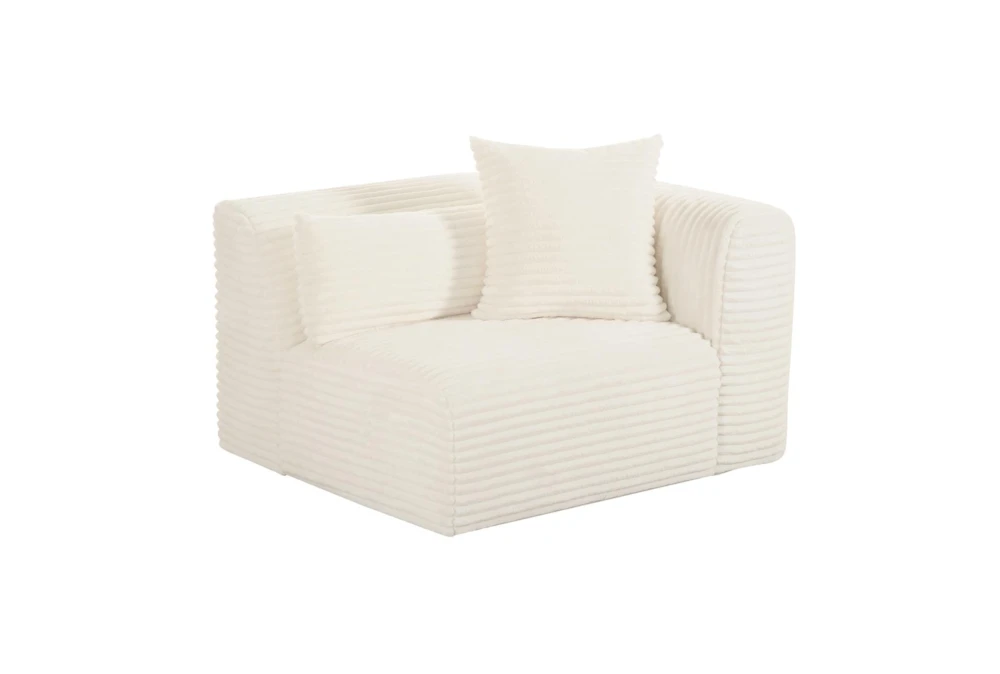 Tarra Fluffy Oversized Cream Corduroy Modular Right Arm Facing Corner Chair