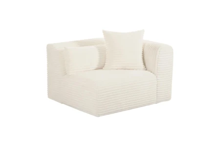 Tarra Fluffy Oversized Cream Corduroy Modular Right Arm Facing Corner Chair - Main