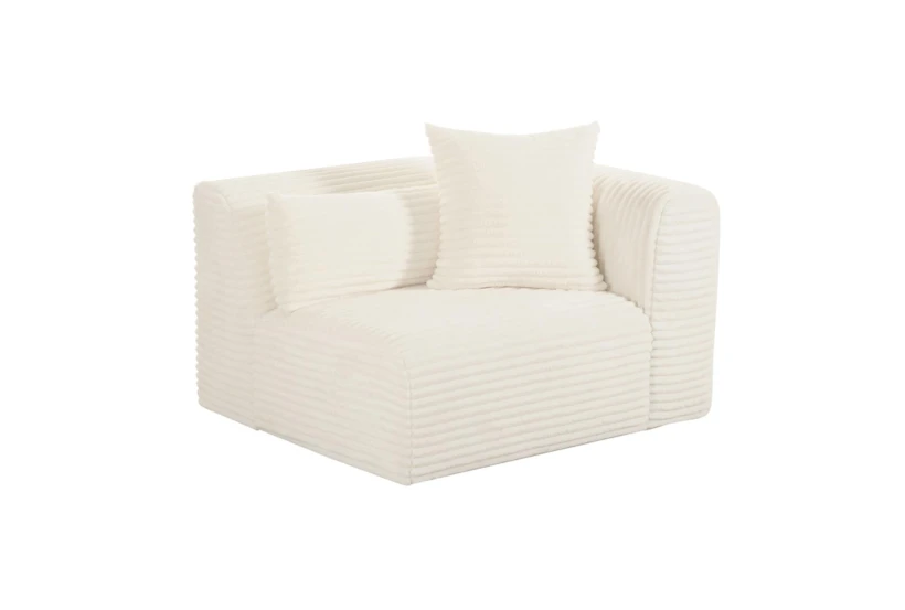 Tarra Fluffy Oversized Cream Corduroy Modular Right Arm Facing Corner Chair - 360